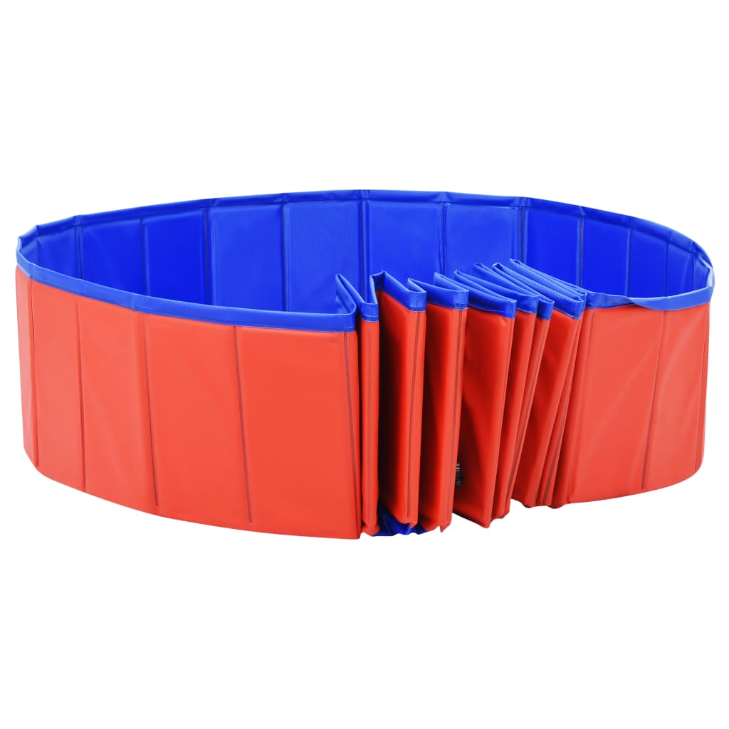 vidaXL Składany basen dla psa, czerwony, 300x40 cm, PVC