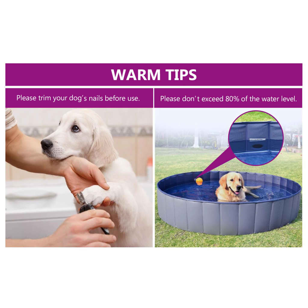 vidaXL Składany basen dla psa, niebieski, 200x30 cm, PVC