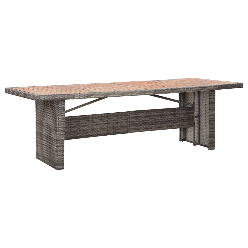 vidaXL Stół ogrodowy, 240x90x74 cm, rattan PE i lite drewno akacjowe