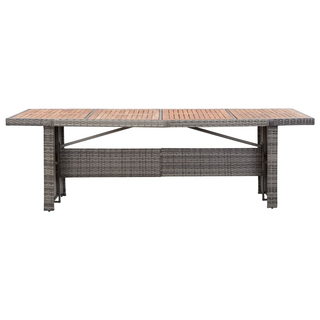 vidaXL Stół ogrodowy, 240x90x74 cm, rattan PE i lite drewno akacjowe