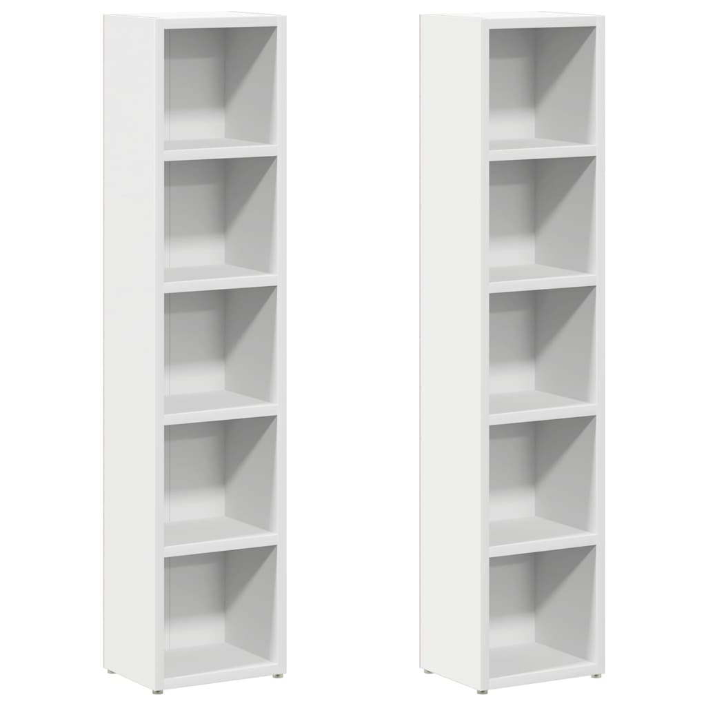 vidaXL Szafki na płyty CD, 2 szt., białe, 21x16x93,5 cm