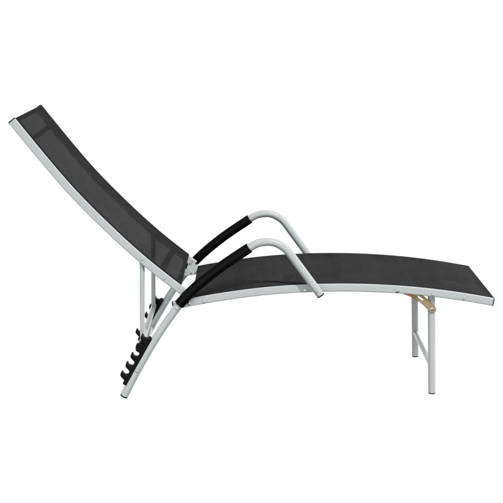 vidaXL Leżak z tworzywa textilene i aluminium, czarny