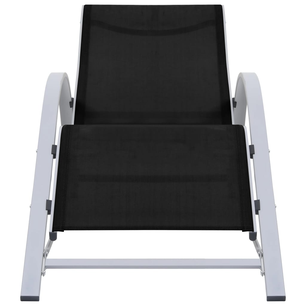 vidaXL Leżaki ze stolikiem, 2 szt., aluminium, czarne