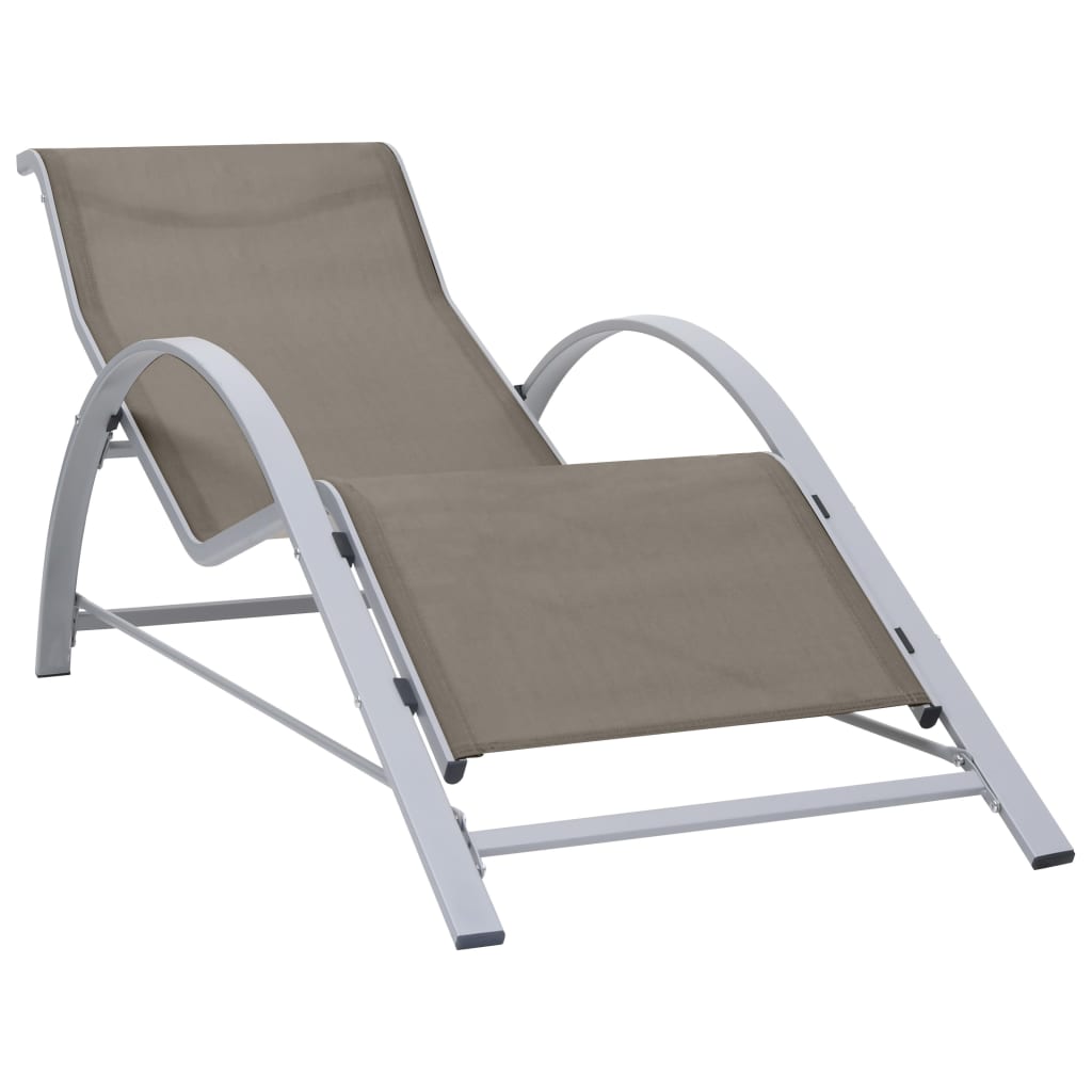 vidaXL Leżaki ze stolikiem, 2 szt., aluminium, kolor taupe