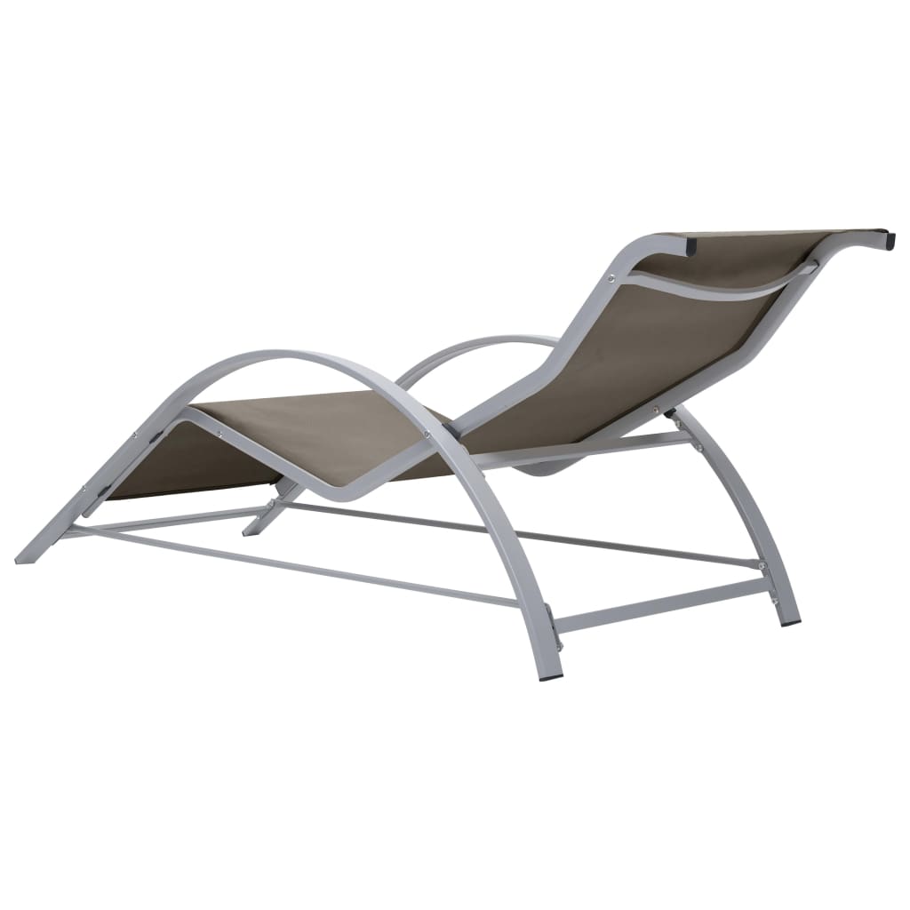 vidaXL Leżaki ze stolikiem, 2 szt., aluminium, kolor taupe
