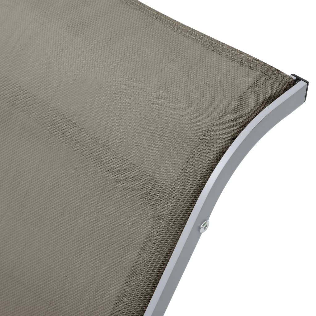 vidaXL Leżaki ze stolikiem, 2 szt., aluminium, kolor taupe