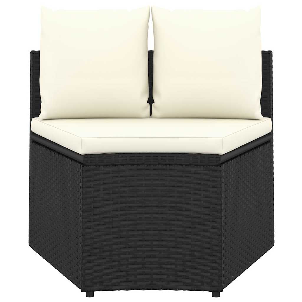 vidaXL 2-częściowa sofa ogrodowa, z poduszkami, polirattan, czarna