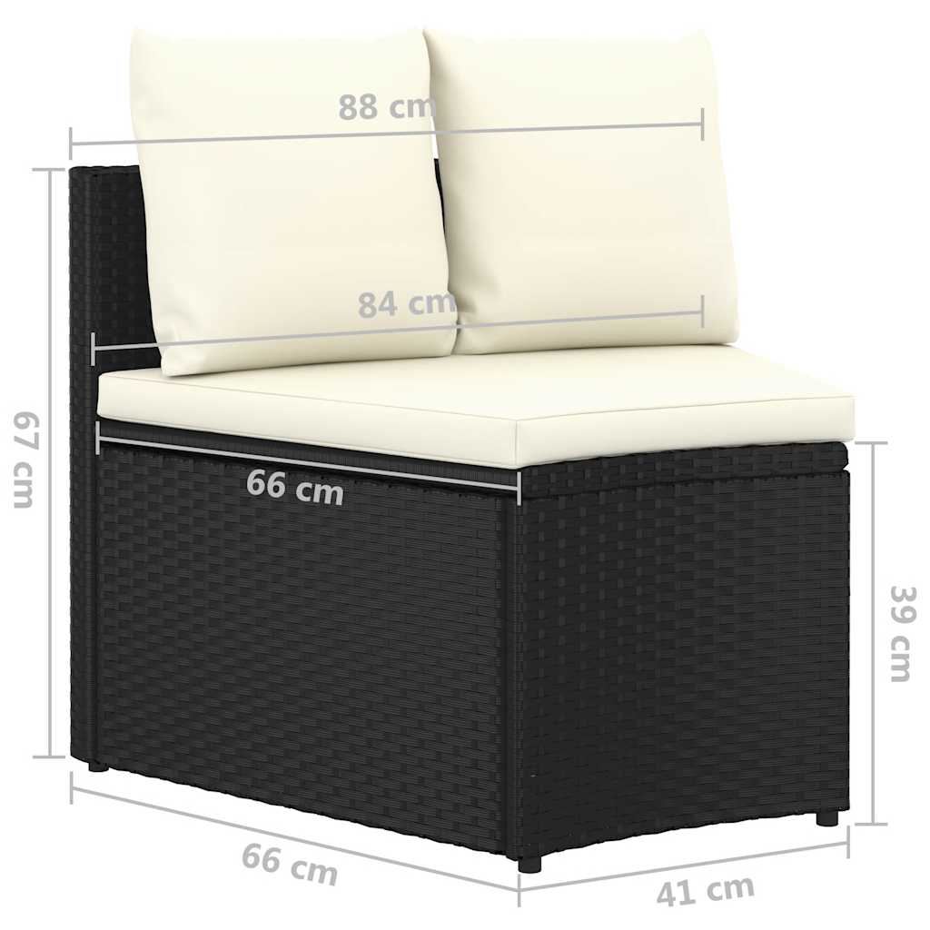 vidaXL 2-częściowa sofa ogrodowa, z poduszkami, polirattan, czarna