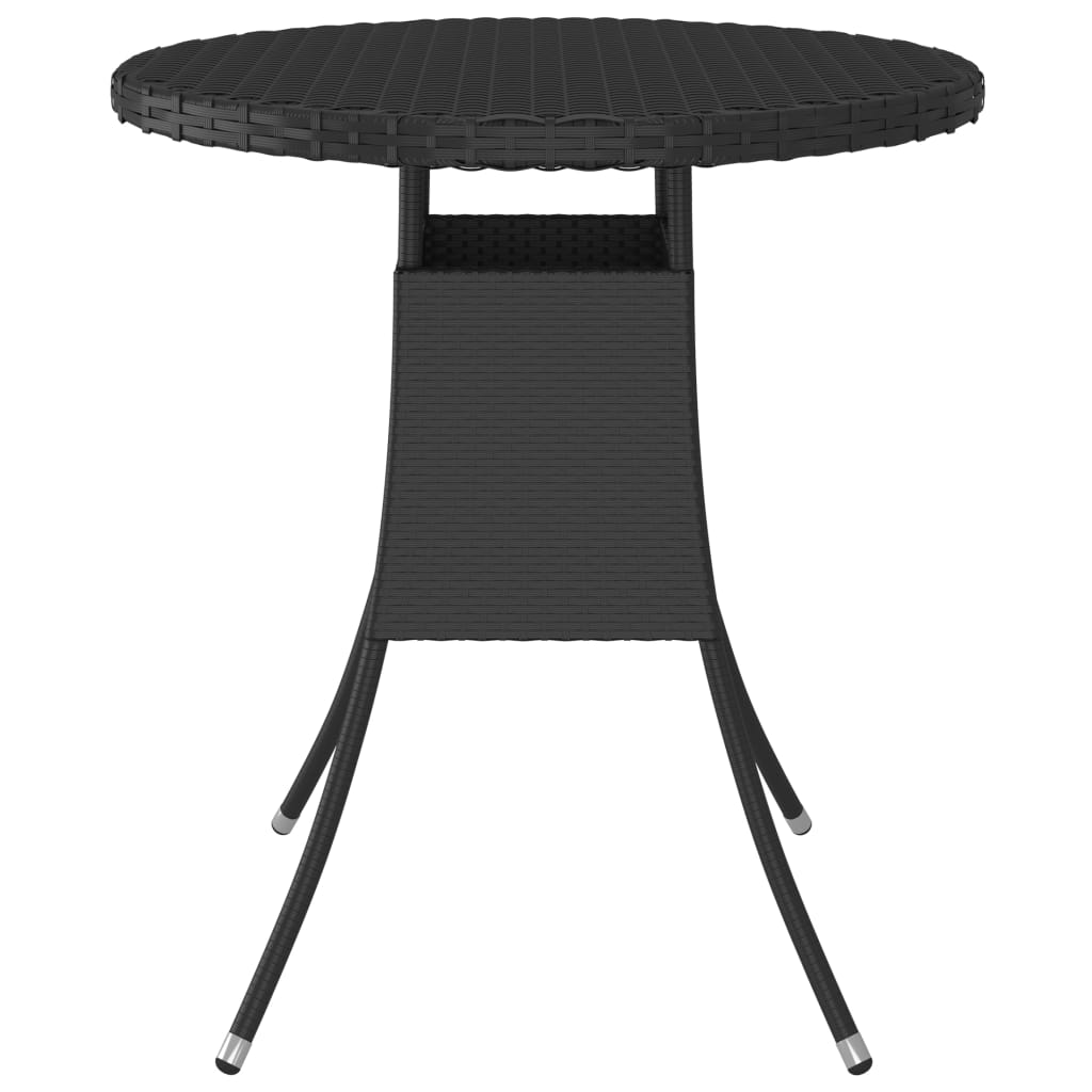 vidaXL Stół ogrodowy, czarny, 70x70x73 cm, rattan PE