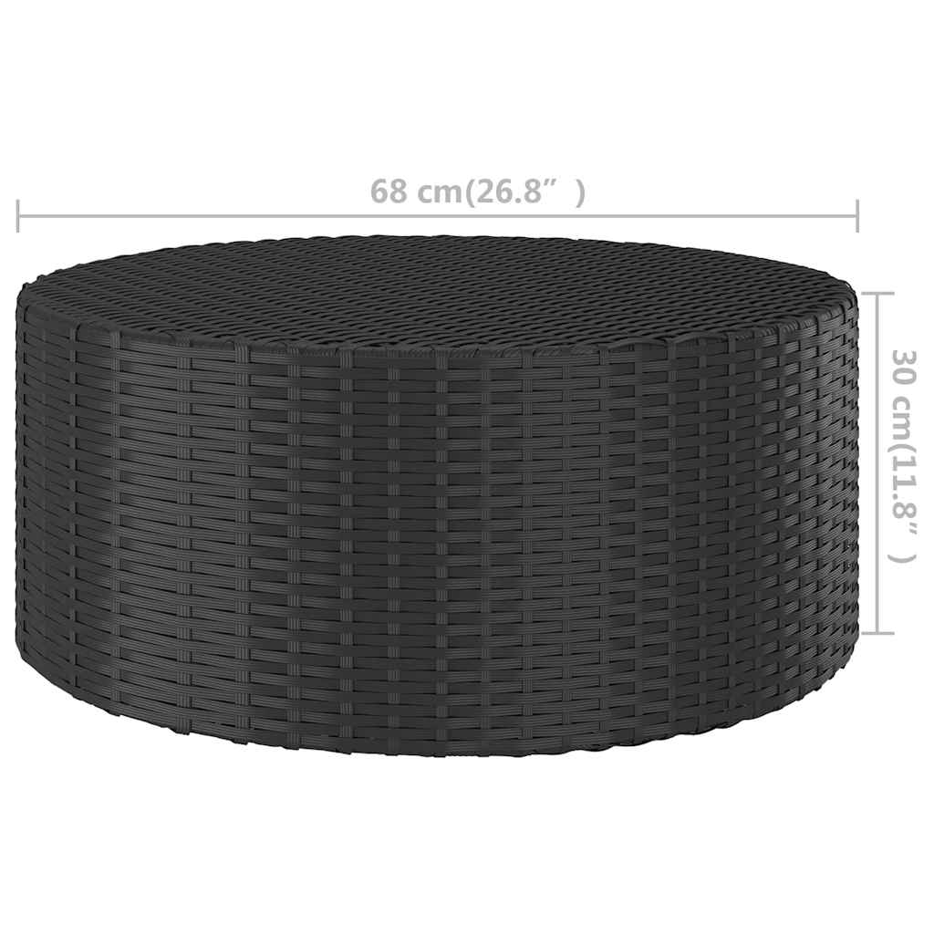 vidaXL Stolik herbaciany, czarny, 68x68x30 cm, polirattan