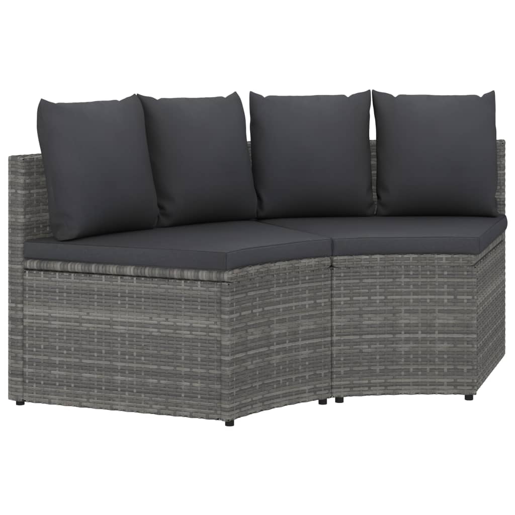 vidaXL 2-częściowa sofa ogrodowa z poduszkami, polirattan, szara