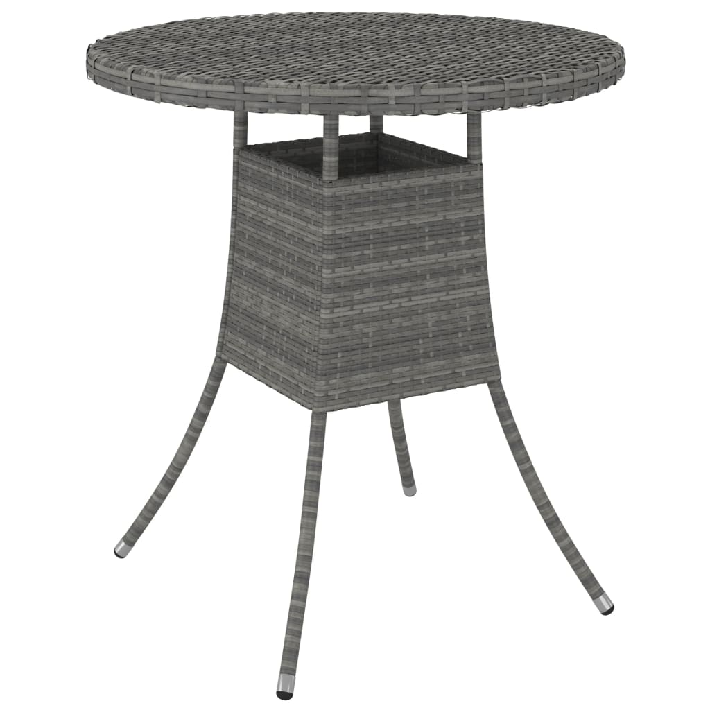 vidaXL Stolik ogrodowy, szary, 70x70x73 cm, polirattan