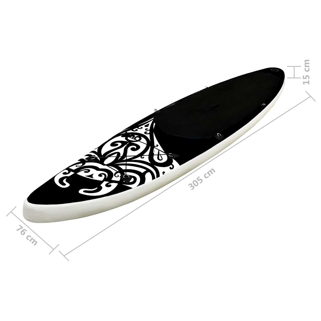 vidaXL Nadmuchiwana deska SUP z zestawem, 305x76x15 cm, czarna