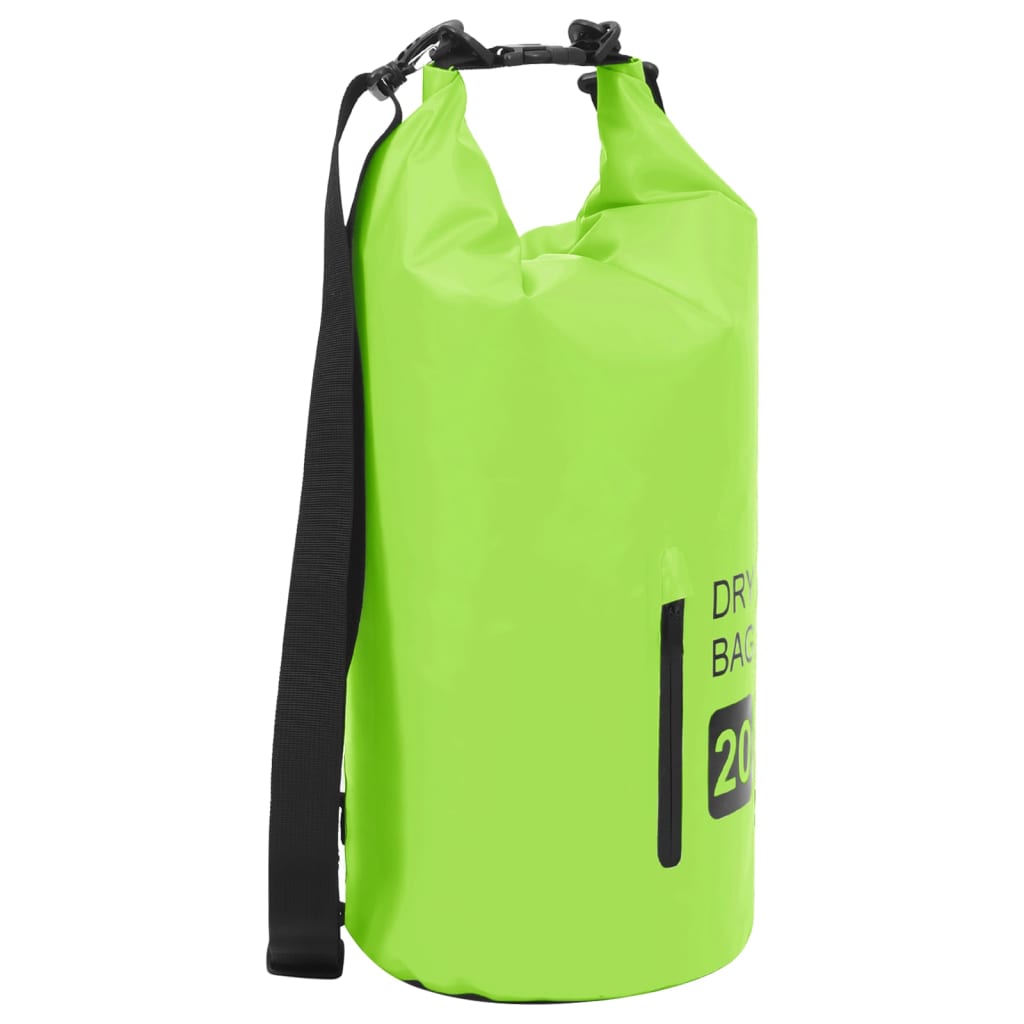vidaXL Worek wodoszczelny z suwakiem, zielony, 20 L, PVC