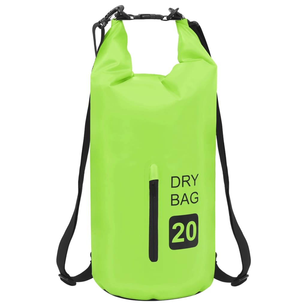 vidaXL Worek wodoszczelny z suwakiem, zielony, 20 L, PVC
