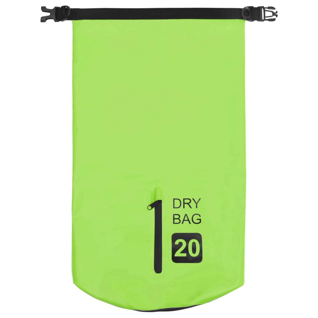 vidaXL Worek wodoszczelny z suwakiem, zielony, 20 L, PVC