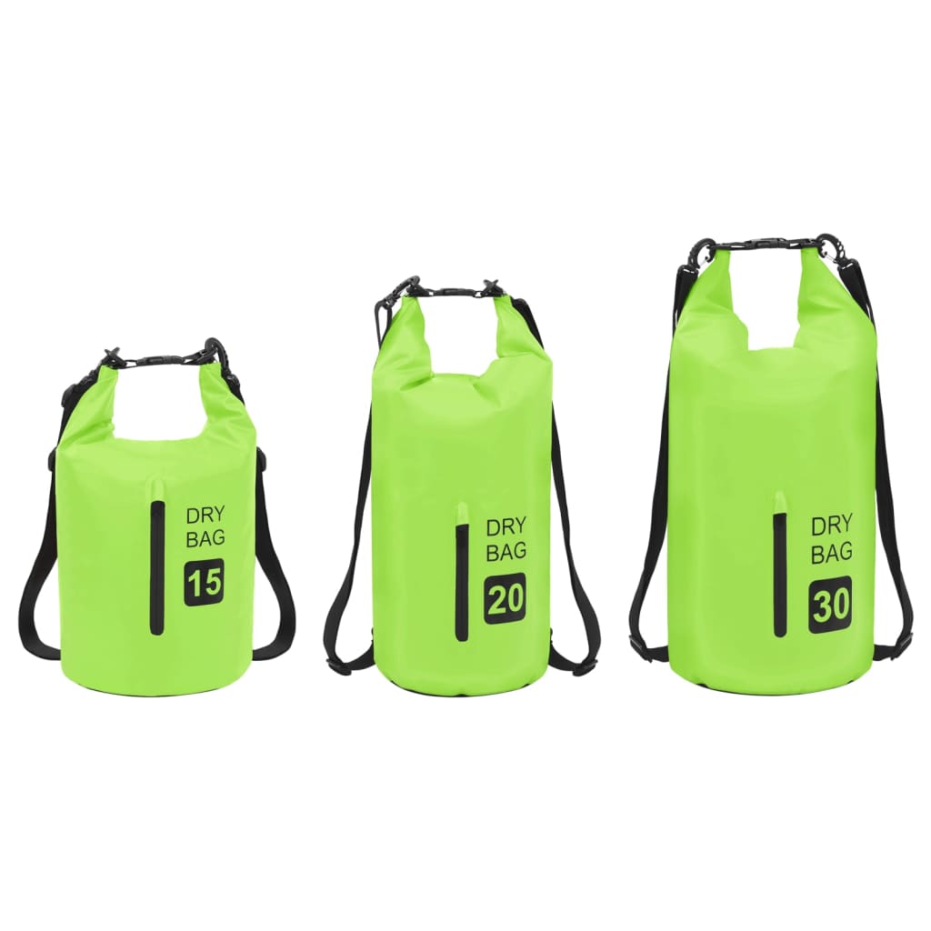 vidaXL Worek wodoszczelny z suwakiem, zielony, 20 L, PVC