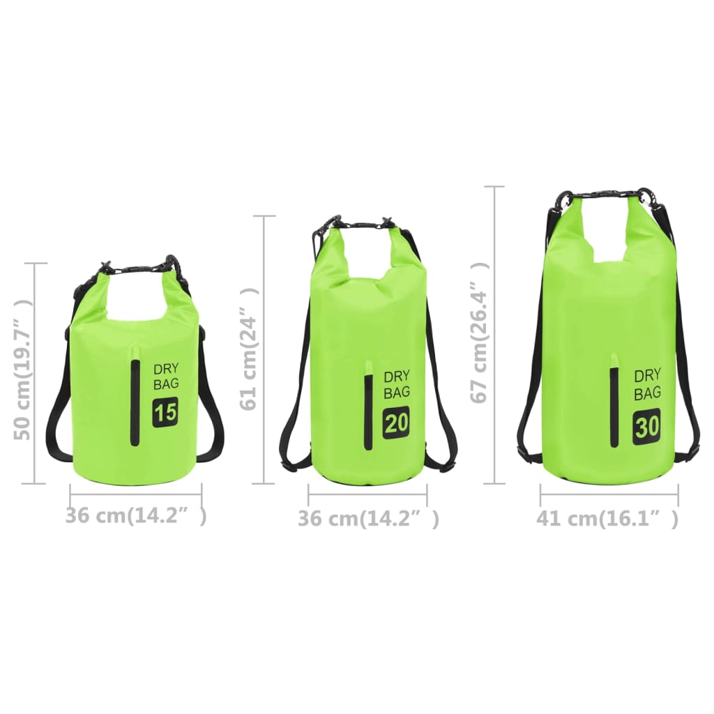 vidaXL Worek wodoszczelny z suwakiem, zielony, 20 L, PVC