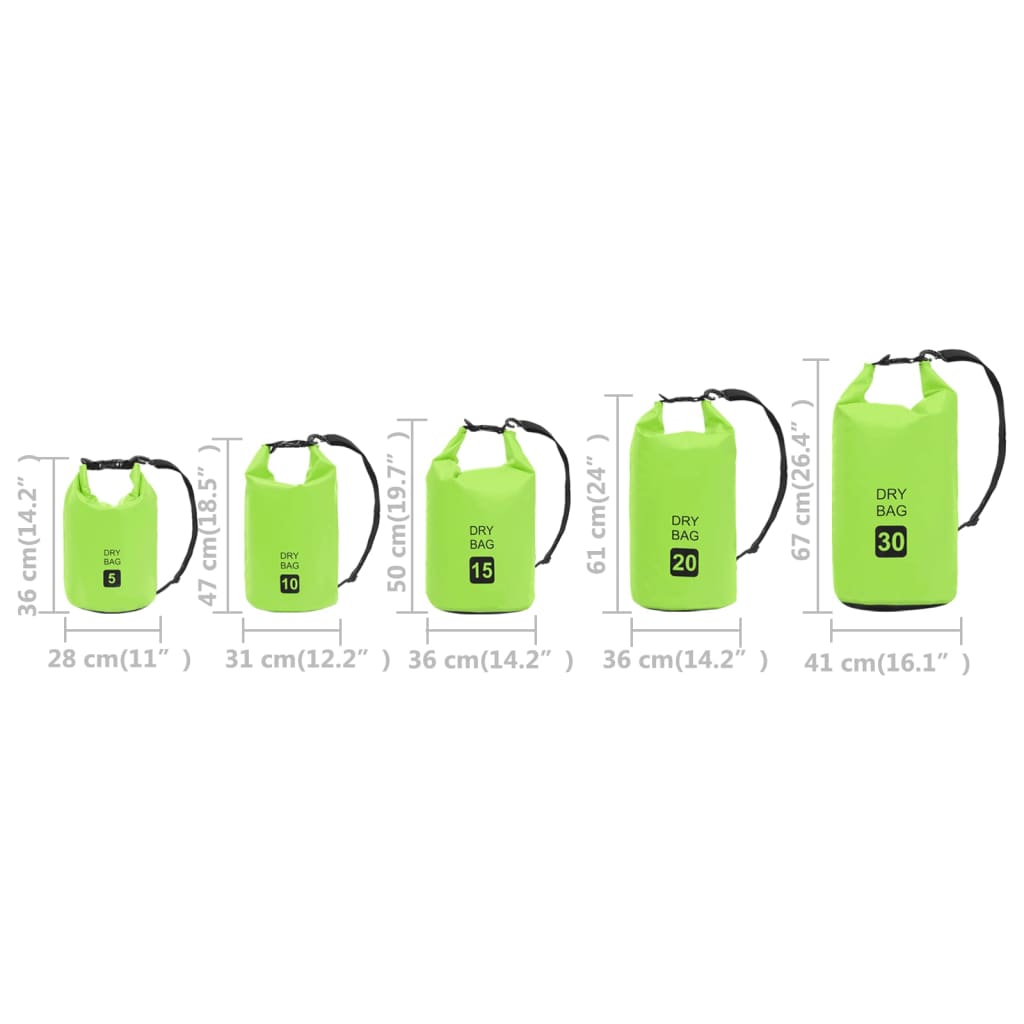 vidaXL Worek wodoszczelny, zielony, 30 L, PVC
