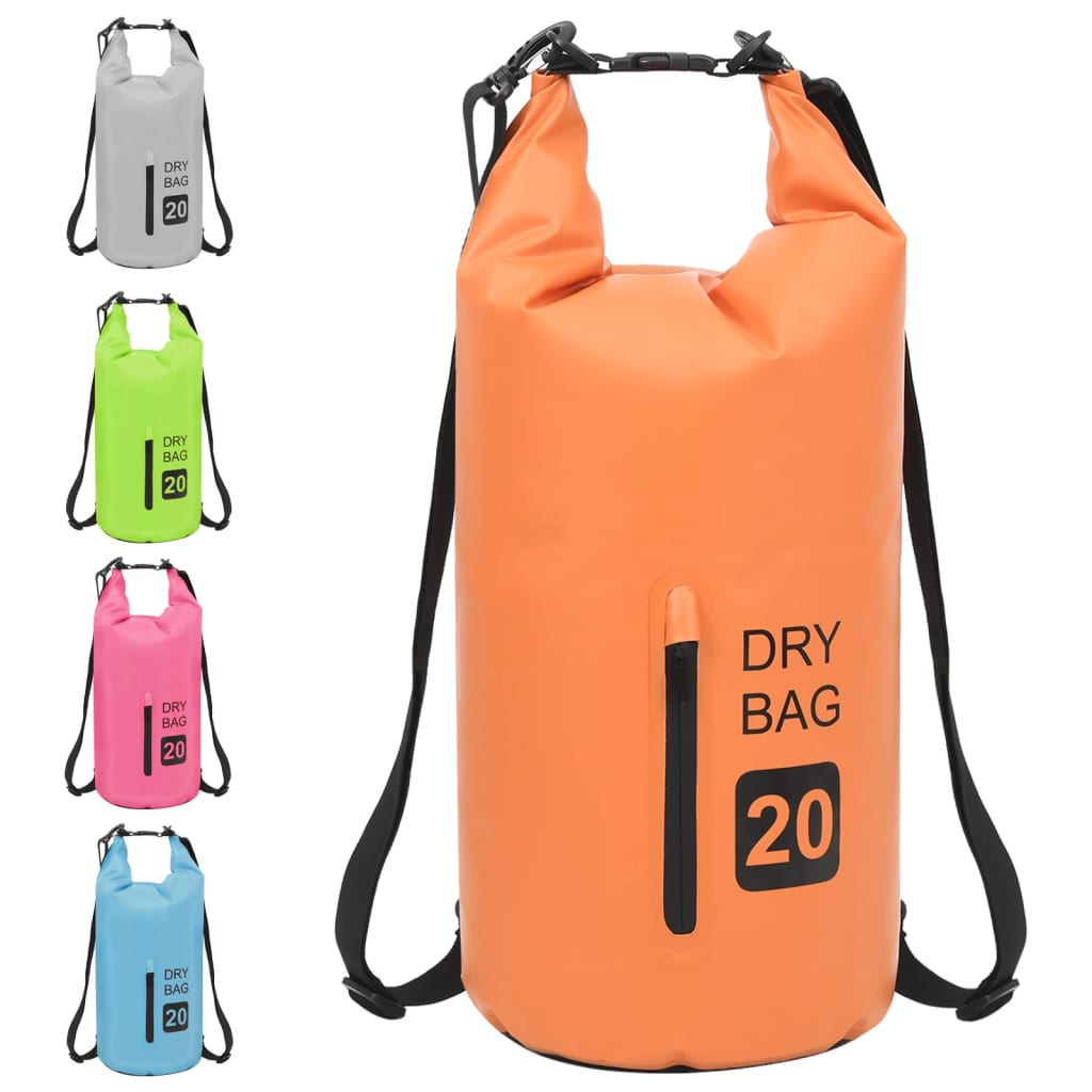 vidaXL Worek wodoszczelny z suwakiem, pomarańczowy, 20 L, PVC