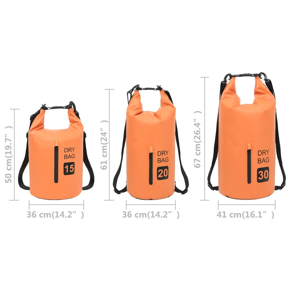 vidaXL Worek wodoszczelny z suwakiem, pomarańczowy, 30 L, PVC