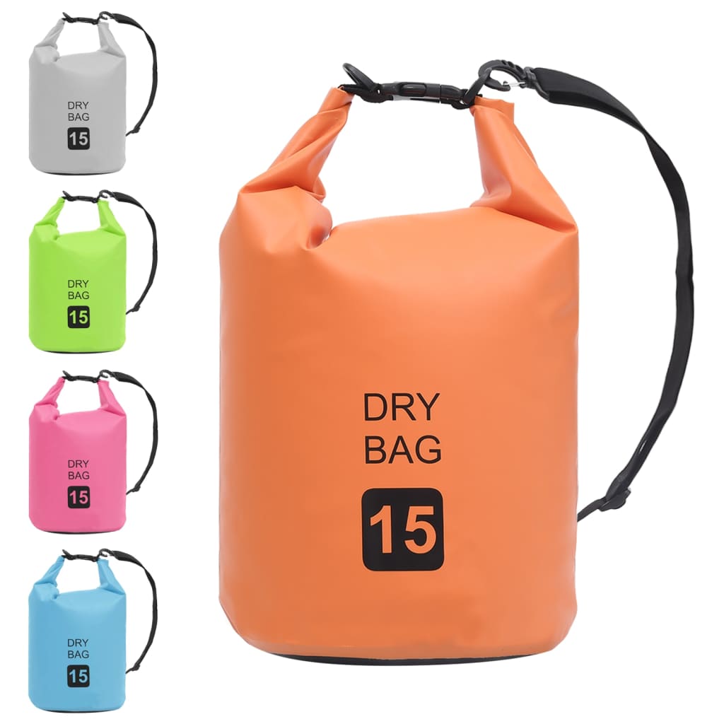 vidaXL Worek wodoszczelny, pomarańczowy, 15 L, PVC