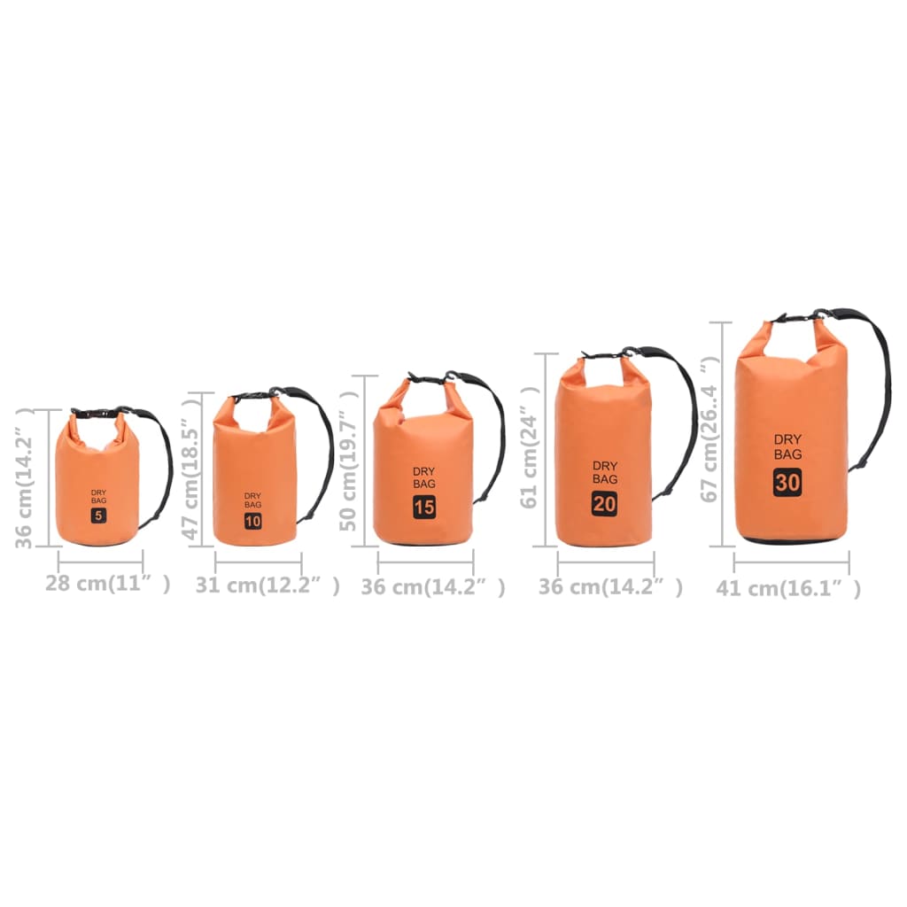 vidaXL Worek wodoszczelny, pomarańczowy, 15 L, PVC
