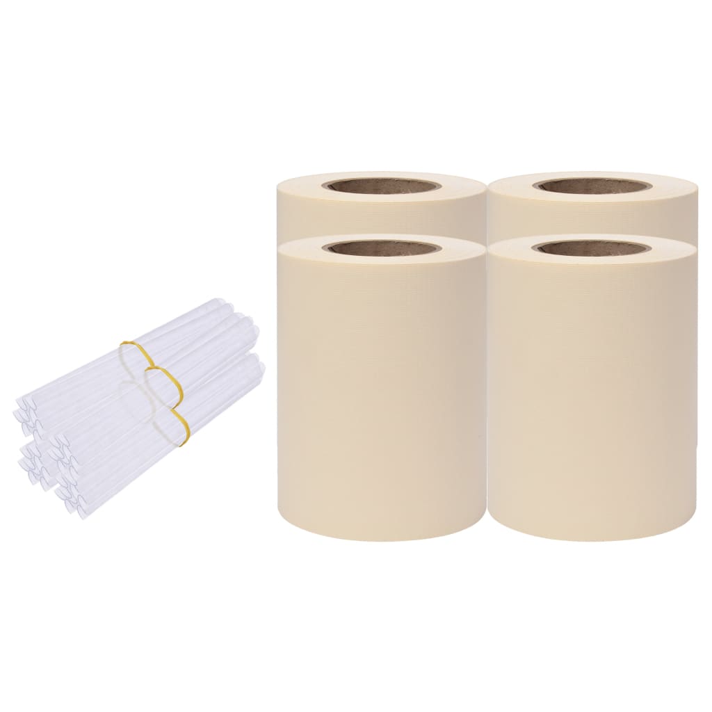 vidaXL Osłony na ogrodzenie, 4 szt., PVC, 35x0,19 m, kremowe