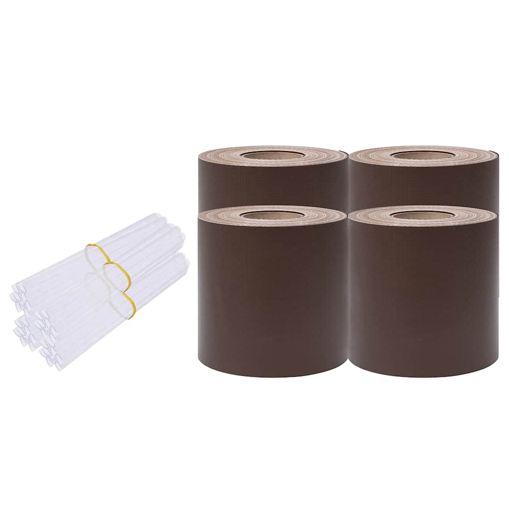 vidaXL Osłony na ogrodzenie, 4 szt., PVC, 35x0,19 m, brązowe