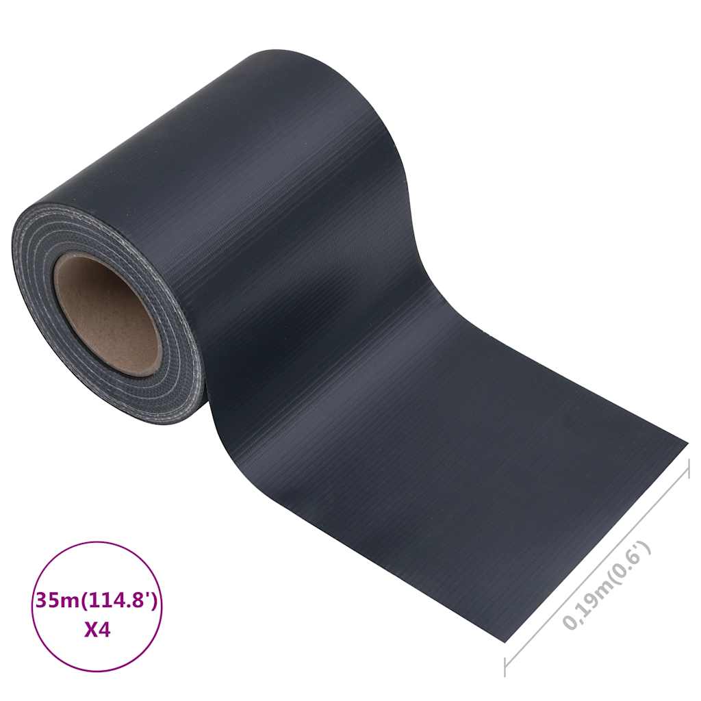 vidaXL Osłony na ogrodzenie, 4 szt., PVC, 35x0,19 m, ciemnoszare, mat