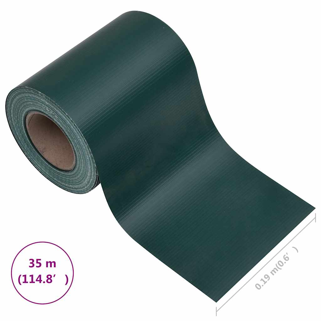 vidaXL Osłona na ogrodzenie ogrodowe, PVC, 35x0,19 m, zielona, mat