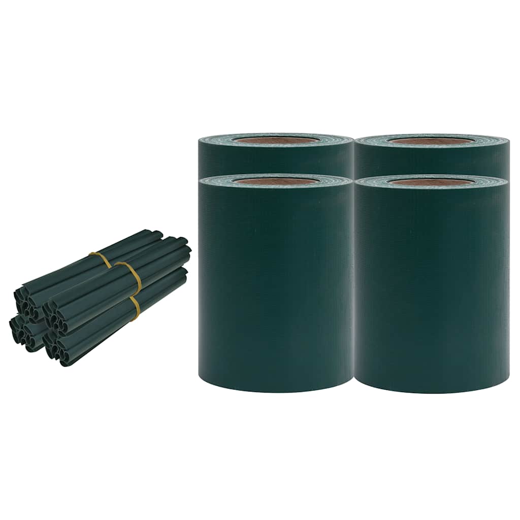 vidaXL Osłony na ogrodzenie, 4 szt., PVC, 35x0,19 m, zielone, mat