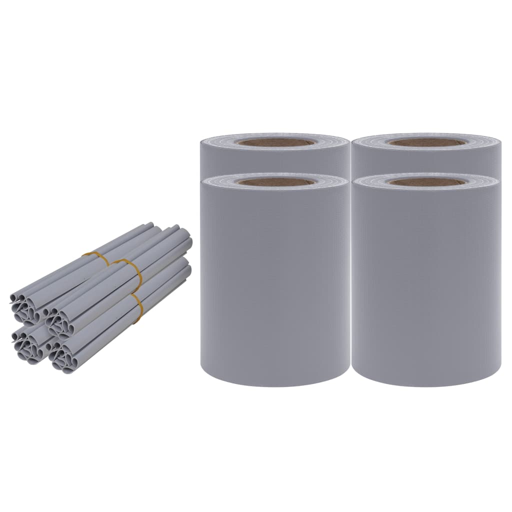 vidaXL Osłony na ogrodzenie, 4 szt., PVC, 35x0,19 m, jasnoszare, mat
