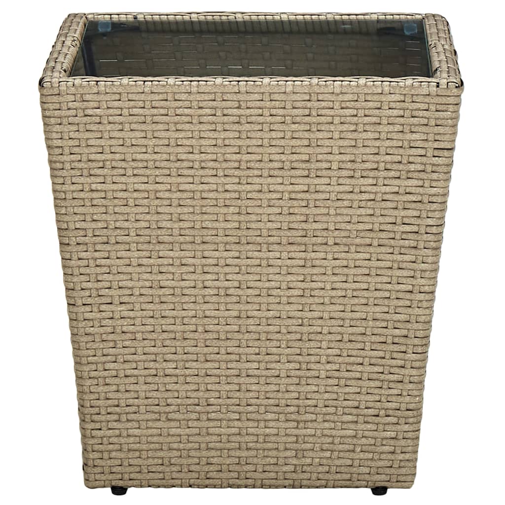 vidaXL Stolik herbaciany, beżowy, 41,5x41,5x44 cm, rattan PE i szkło