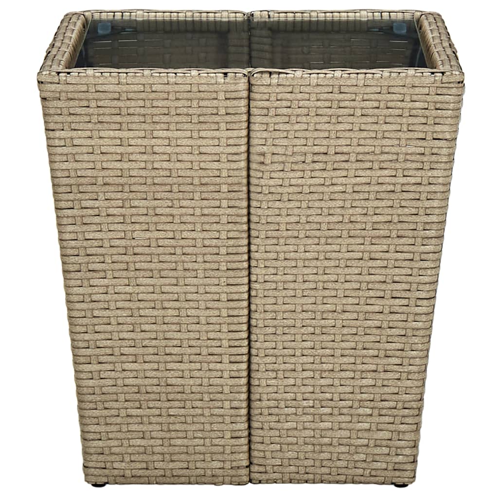 vidaXL Stolik herbaciany, beżowy, 41,5x41,5x44 cm, rattan PE i szkło