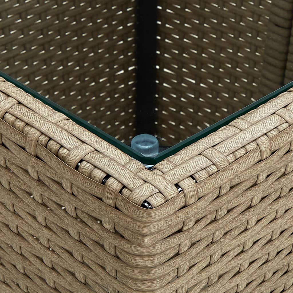 vidaXL Stolik herbaciany, beżowy, 41,5x41,5x44 cm, rattan PE i szkło