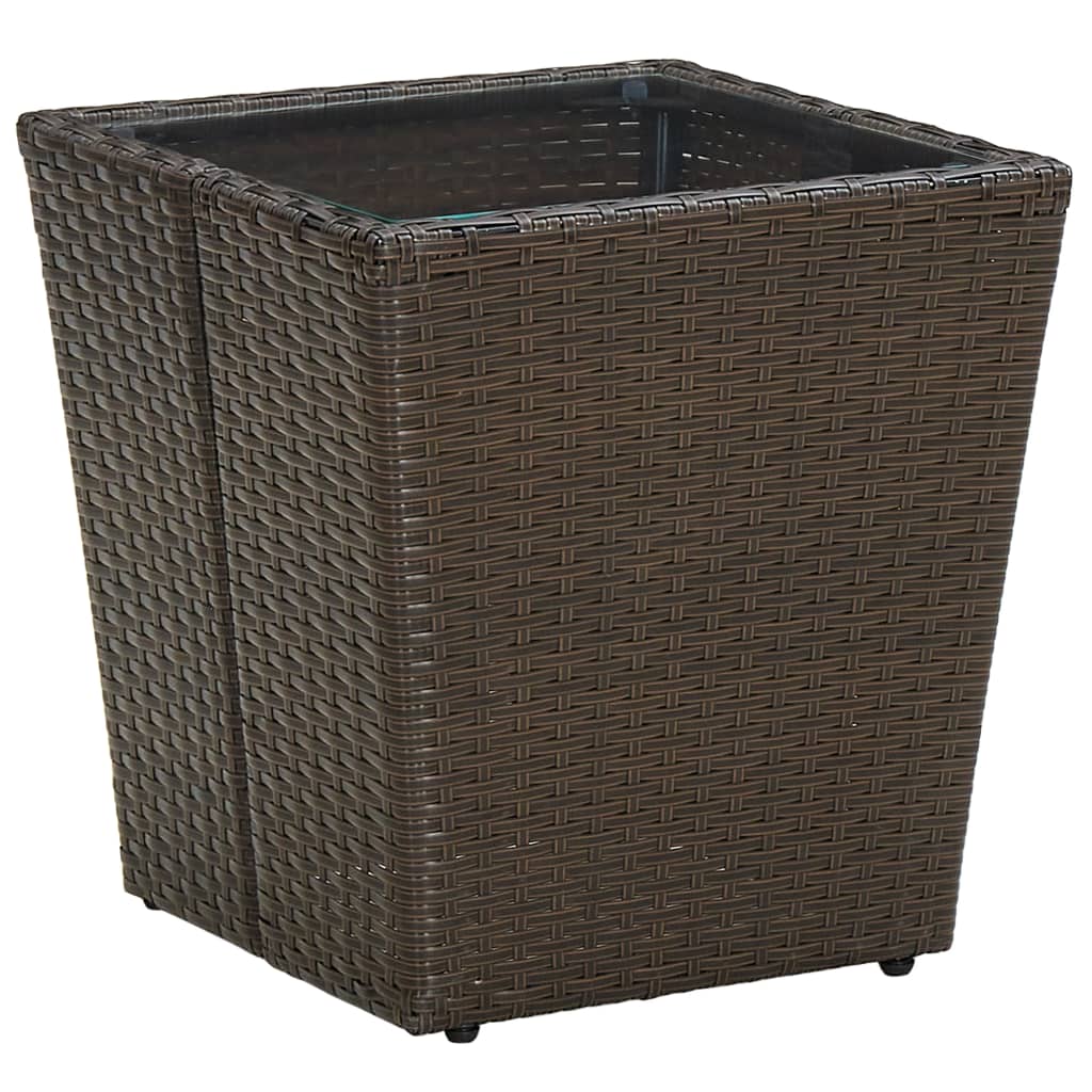 vidaXL Stolik herbaciany, brązowy, 41,5x41,5x44 cm, rattan PE i szkło