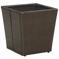 vidaXL Stolik herbaciany, brązowy, 41,5x41,5x44 cm, rattan PE i szkło