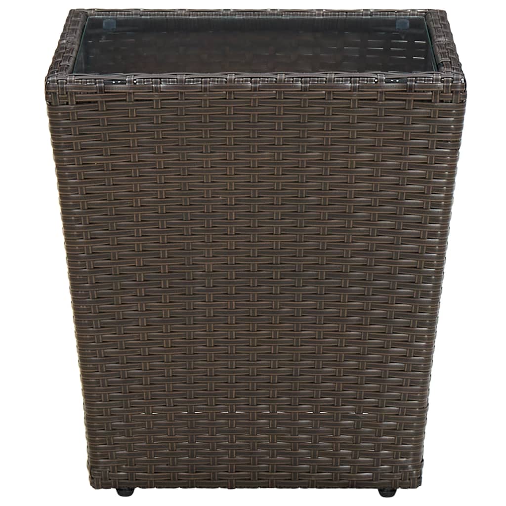 vidaXL Stolik herbaciany, brązowy, 41,5x41,5x44 cm, rattan PE i szkło