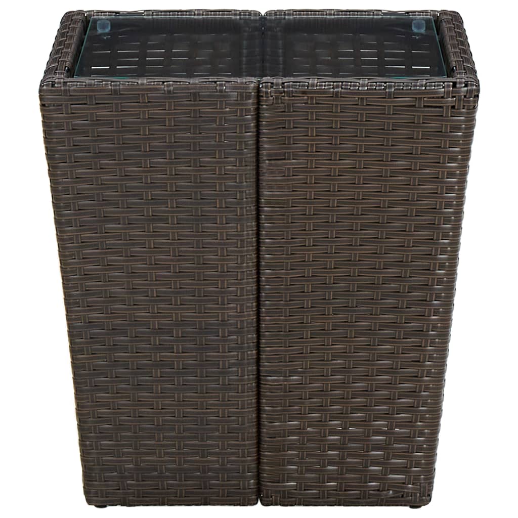 vidaXL Stolik herbaciany, brązowy, 41,5x41,5x44 cm, rattan PE i szkło