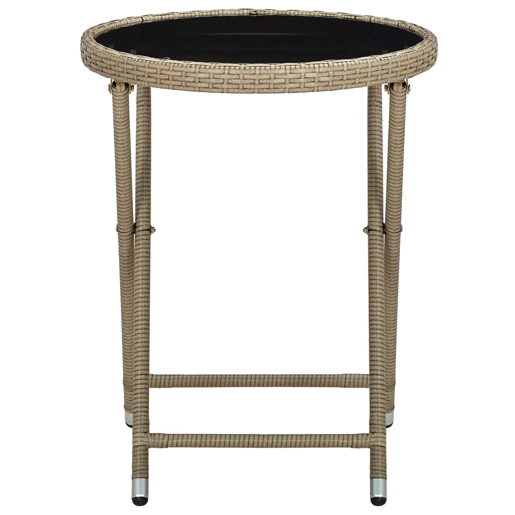 vidaXL Stolik herbaciany, beżowy, 60 cm, rattan PE i szkło hartowane