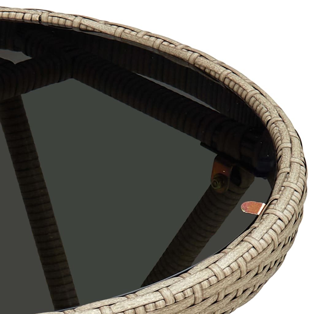 vidaXL Stolik herbaciany, beżowy, 60 cm, rattan PE i szkło hartowane