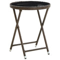 vidaXL Stolik herbaciany, brązowy, 60 cm, rattan PE i szkło hartowane