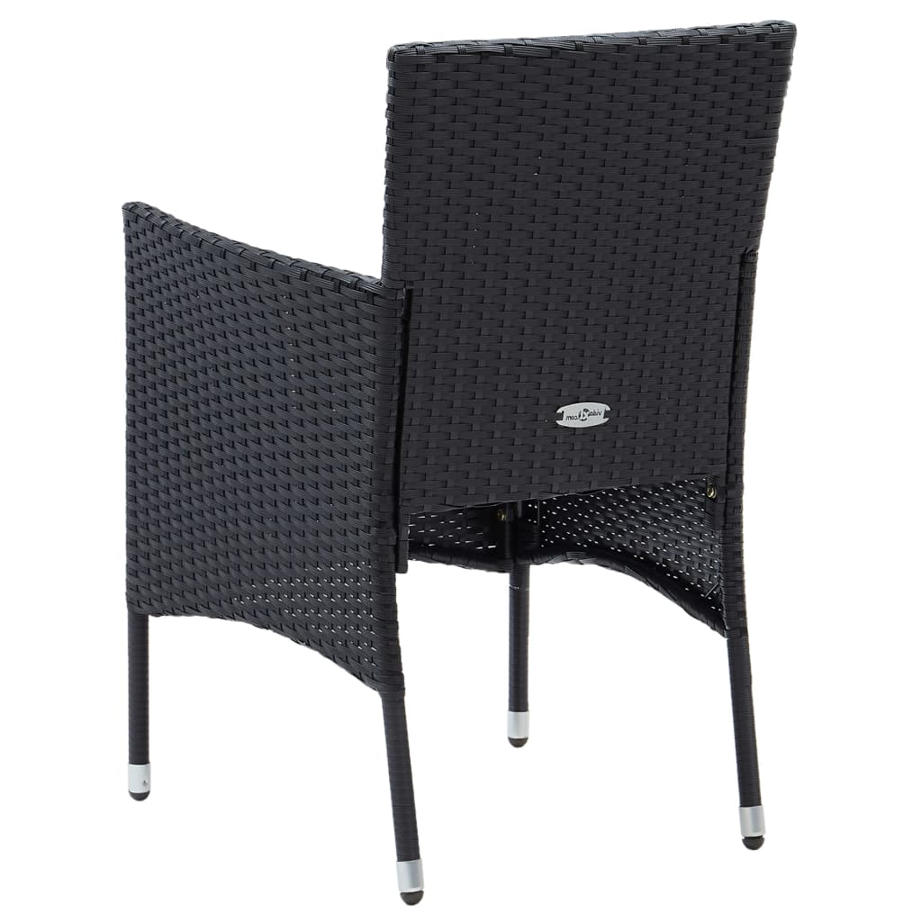 vidaXL Krzesła ogrodowe, 4 szt., polirattan, czarne