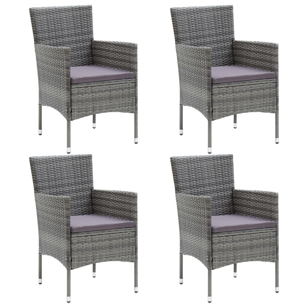 vidaXL Krzesła ogrodowe, 4 szt., rattan PE, szare