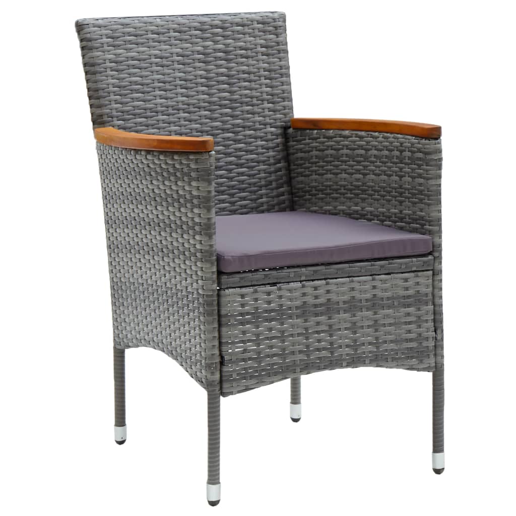 vidaXL Krzesła ogrodowe, 4 szt., rattan PE, szare