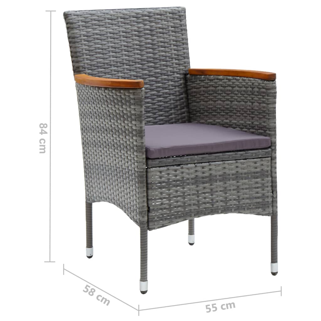 vidaXL Krzesła ogrodowe, 4 szt., rattan PE, szare