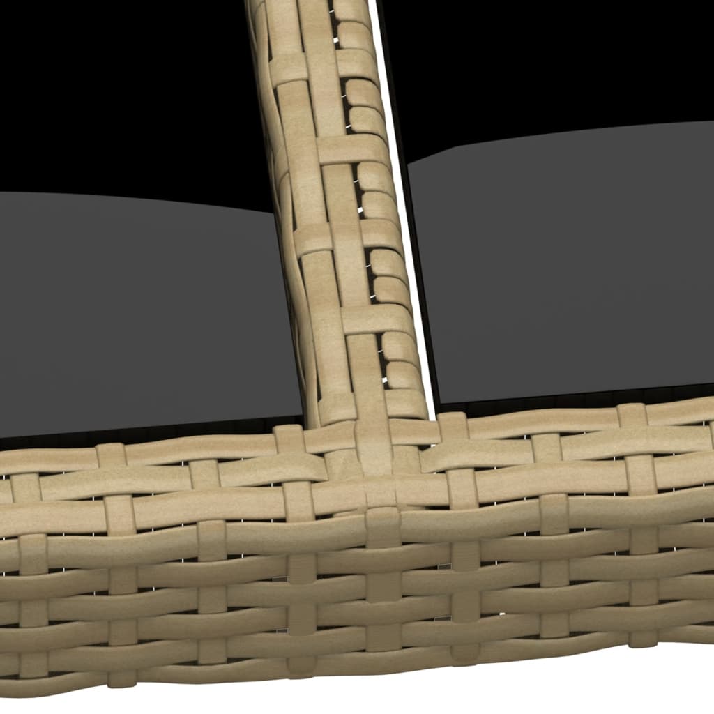 vidaXL Stół ogrodowy, 150x90x75 cm, szkło i rattan PE, beżowy