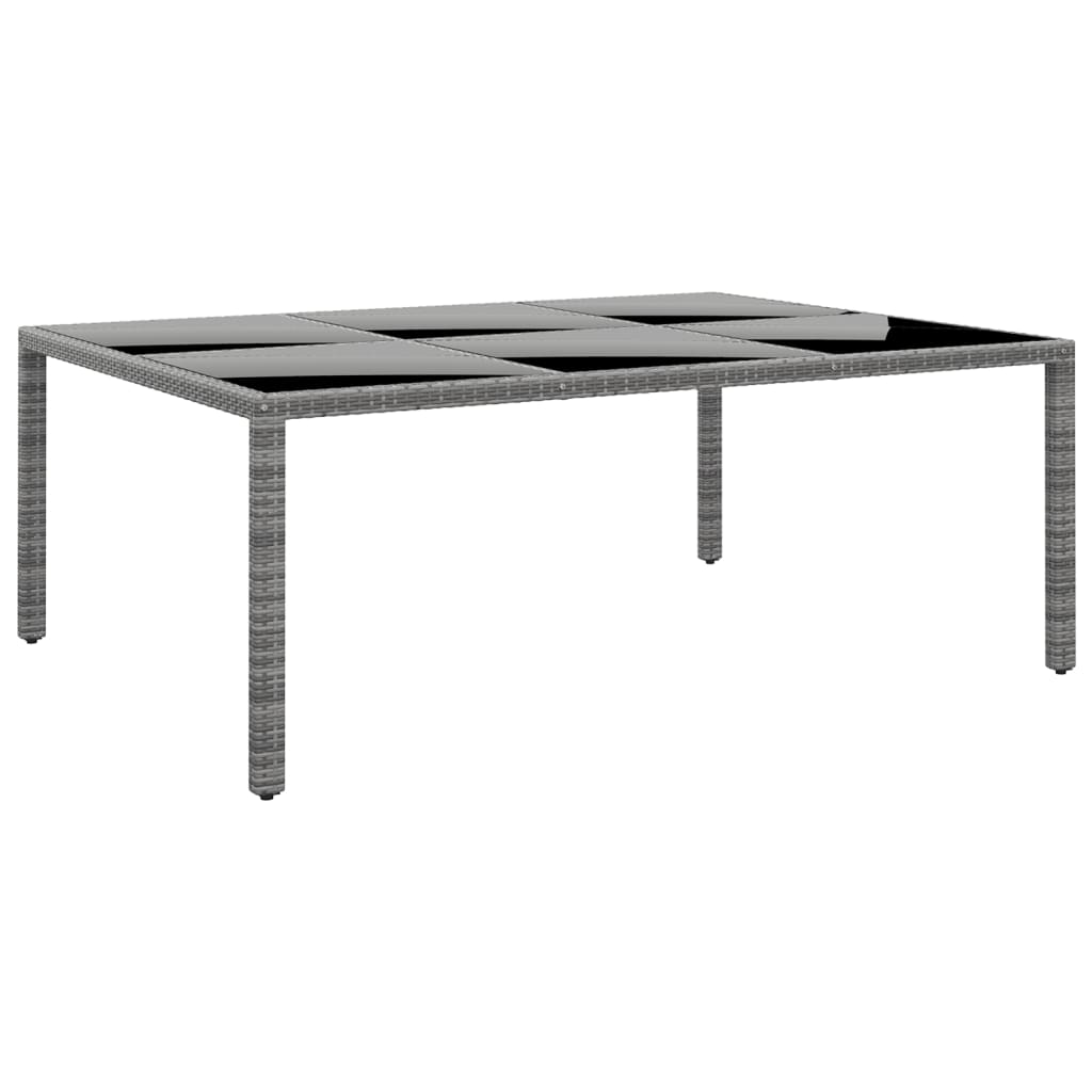 vidaXL Stół ogrodowy, 200x150x75 cm, szkło i rattan PE, szary