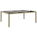 vidaXL Stół ogrodowy, 200x150x75 cm, szkło i rattan PE, beżowy